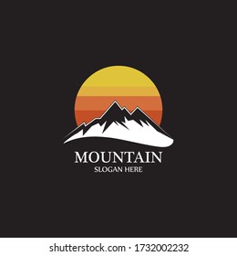 Plantilla de diseño de logotipo de sol de montaña vectorial
