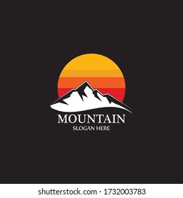 Plantilla de diseño de logotipo de sol de montaña vectorial
