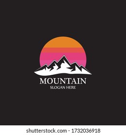 Plantilla de diseño de logotipo de sol de montaña vectorial

