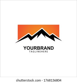 Plantilla de diseño de logotipo de sol de montaña vectorial