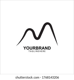 Mountain sun logo design concept template vector