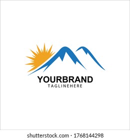 Mountain Sun Logo Design Concept Template Vector