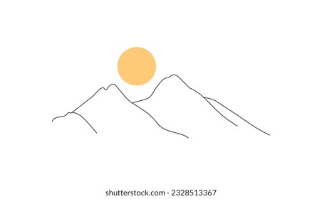 Mountain and sun logo design concept vector