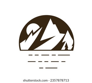 Mountain sun logo design Illustration