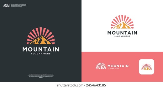 Mountain sun logo design inspiration