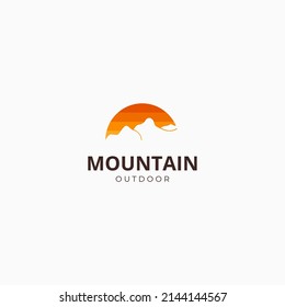 mountain sun logo design, minimalist landscape logo design hills mountain peaks, mountain logo design for outdoor sports and activities