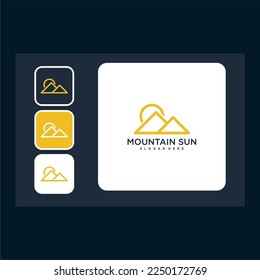 mountain with sun logo design template