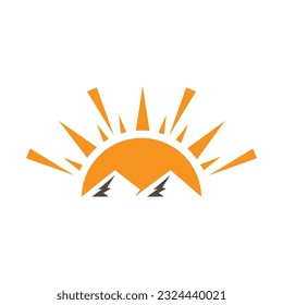 mountain and sun logo design template