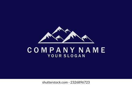 Mountain and sun logo design template. Simple and modern logo.