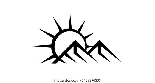 diseño de logo de mountain and sun, diseño de logo, Plantilla, Vector, símbolo, idea.