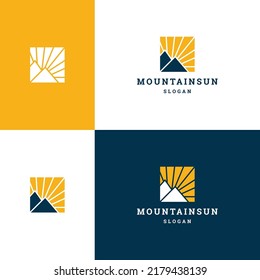 Mountain sun logo icon design template vector illustration