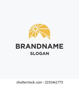 Mountain sun logo icon design template