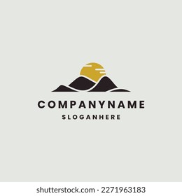 Plantilla de diseño de icono de logotipo de sol de montaña