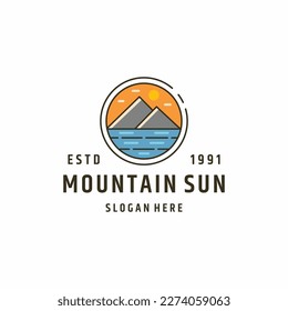 Mountain Sun Logo Symbol , Design , Illustration .