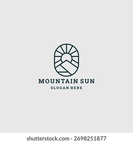 Ilustración vectorial de Plantilla de diseño de icono de logotipo de sol de montaña