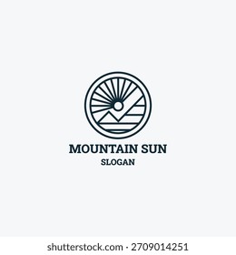 Mountain sun logo icon design template vector illustration