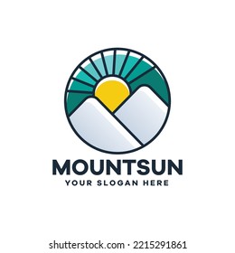 Mountain Sun Logo Icon Illustration