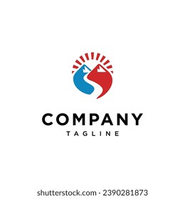 mountain and sun logo icon vector template.eps