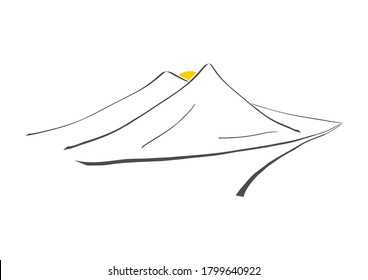 mountain sun logo landscape outline vector illustration