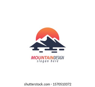 Mountain sun logo sign design