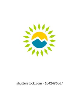 Logo de Mountain sun. Apropiado para aventura, naturaleza, expedición o cualquier empresa.
