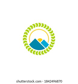 Logo de Mountain sun. Apropiado para aventura, naturaleza, expedición o cualquier empresa.