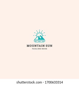 Design des Mountain Sun-Logos in Vektorillustration