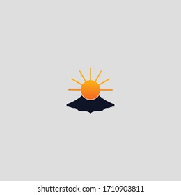 Diseño de la plantilla del logotipo de Mountain Sun en la ilustración del vector 