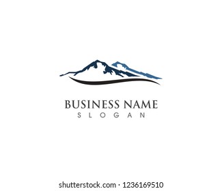 Mountain sun logo Template Vector design