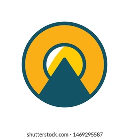 Mountain with sun logo template vector nature hills icon design