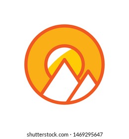 Mountain with sun logo template vector nature hills icon design