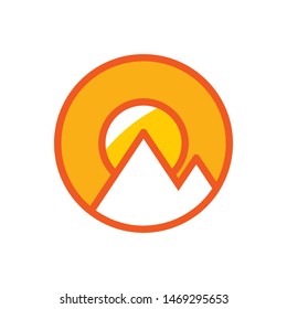 Mountain with sun logo template vector nature hills icon design