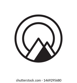 Mountain with sun logo template vector nature hills icon design