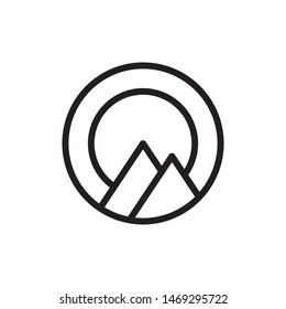 Mountain with sun logo template vector nature hills icon design