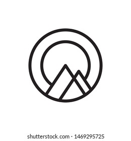 Mountain with sun logo template vector nature hills icon design