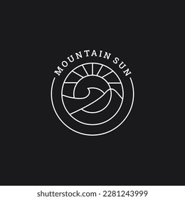 Mountain sun logo vector icon illustration hipster vintage retro .