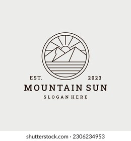 Mountain Sun Logo Vektorsymbol Illustration hipster Vintage Retro .