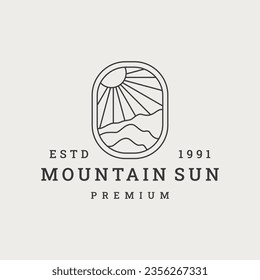 Mountain sun logo vector icon illustration hipster vintage retro