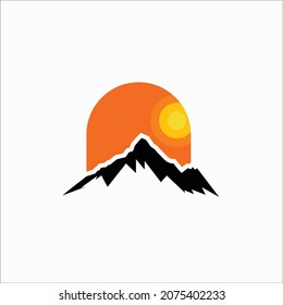 mountain and sun logo vector image 