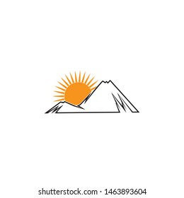 mountain sun logo vector template
