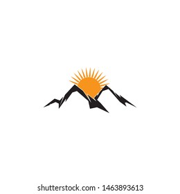 mountain sun logo vector template