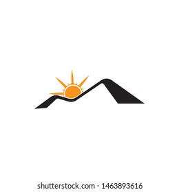 mountain sun logo vector template