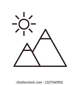 Mountain with sun and moon