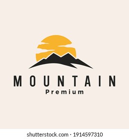  Mountain sun moon Logo Design Vector