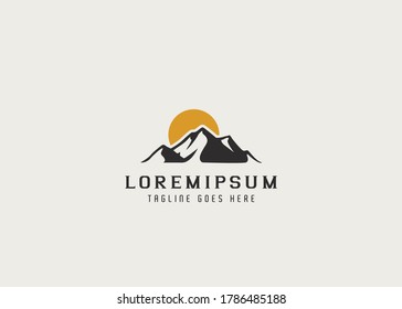 Mountain and Sun, Mount Peak Hill Nature Landscape view logotipo inspirado en el diseño