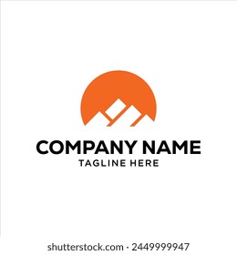 Mountain and sun semicircle Logo, design inspiration, Vector