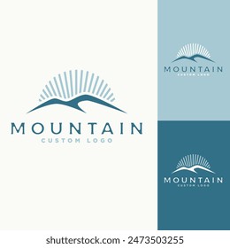 Mountain sun shine minimalist vector logo design for your business