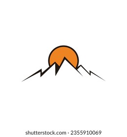 mountain sun simple geometric illustration vector 