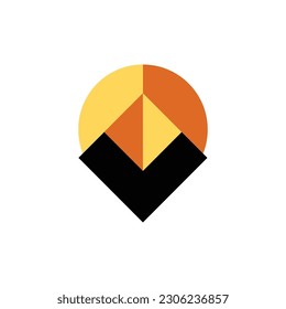 mountain sun simple geometric logo vector illustration design template