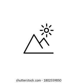 Mountain And Sun Simple Thin Line Icon Vector Illustration